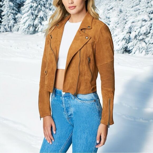 [BLANKNYC] Women’s Faux Suede Moto Jacket in the Size Medium in Toasted Caramel - Picture 4 of 16